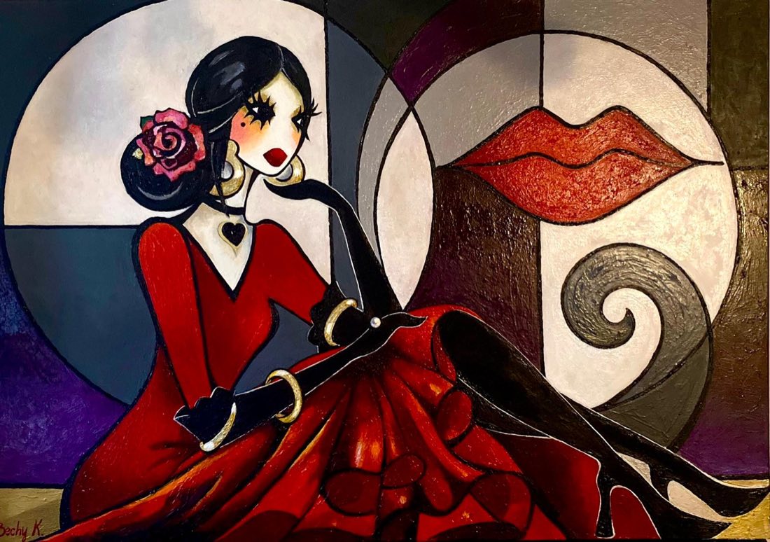 Velvet — olio su tela 200 × 100 cm, commissione aziendale